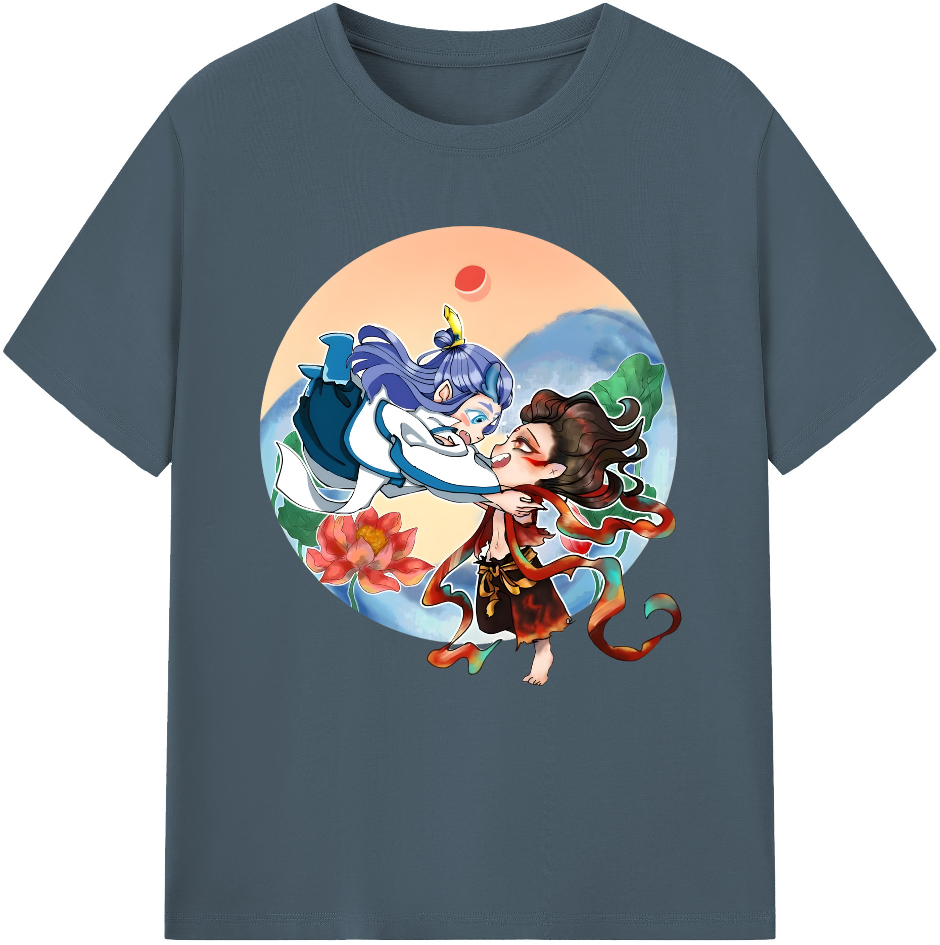 （画像用） Ne Zha 2 ナタ 魔童の大暴れ 綿100％半袖Tシャツ（フロントプリント）